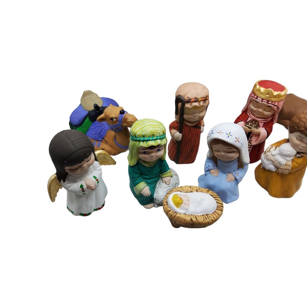 vintage 11pc ceramic children nativity scene - Picture 4 of 7